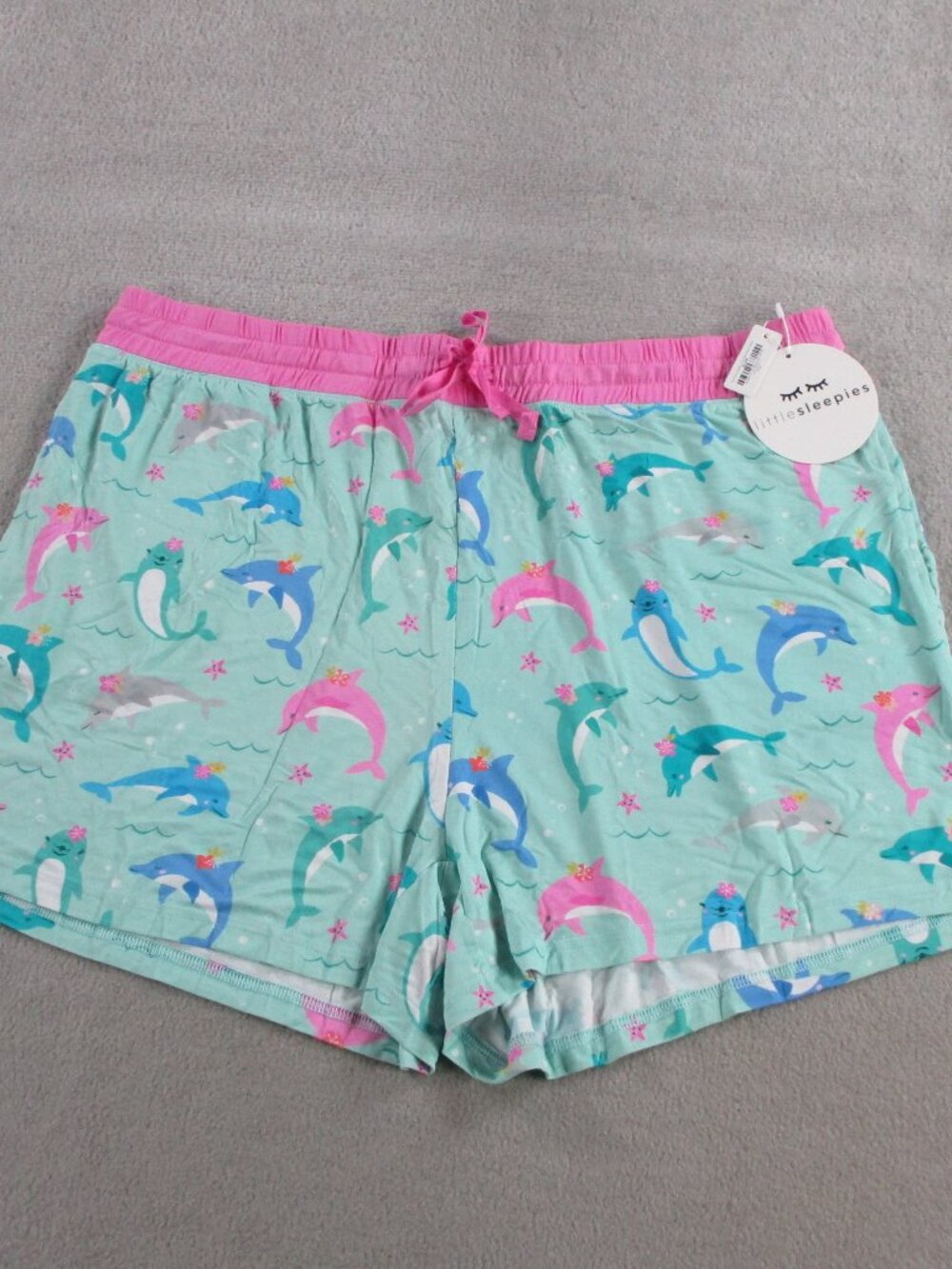 Little Sleepies Pajama Shorts Womens XL Pink Blue Dolphin Dance Loungewear PJs
